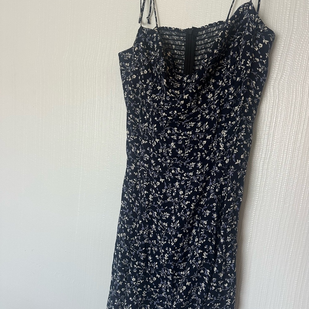 Reformation Navy Floral Mini Dress